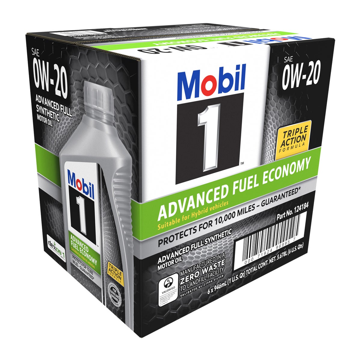 Mobil 1 full synthetic 0W-20 quart bottles