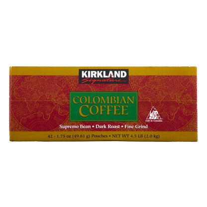 Kirkland Signature 100% Colombian dark roast coffee packets