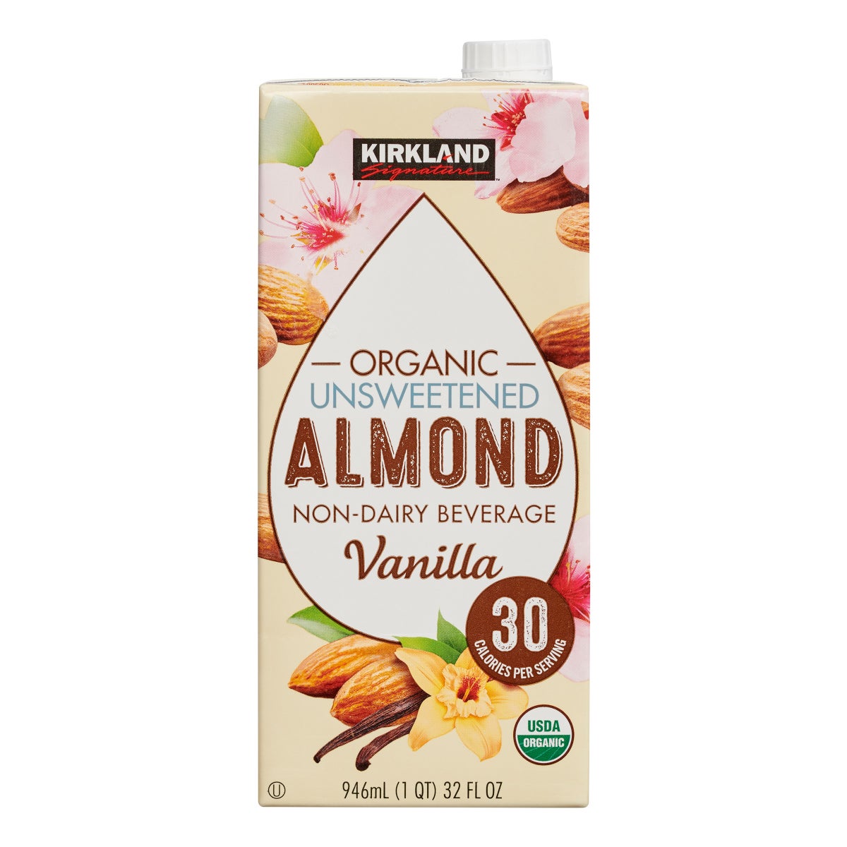 Kirkland Signature unsweetened almond beverage carton