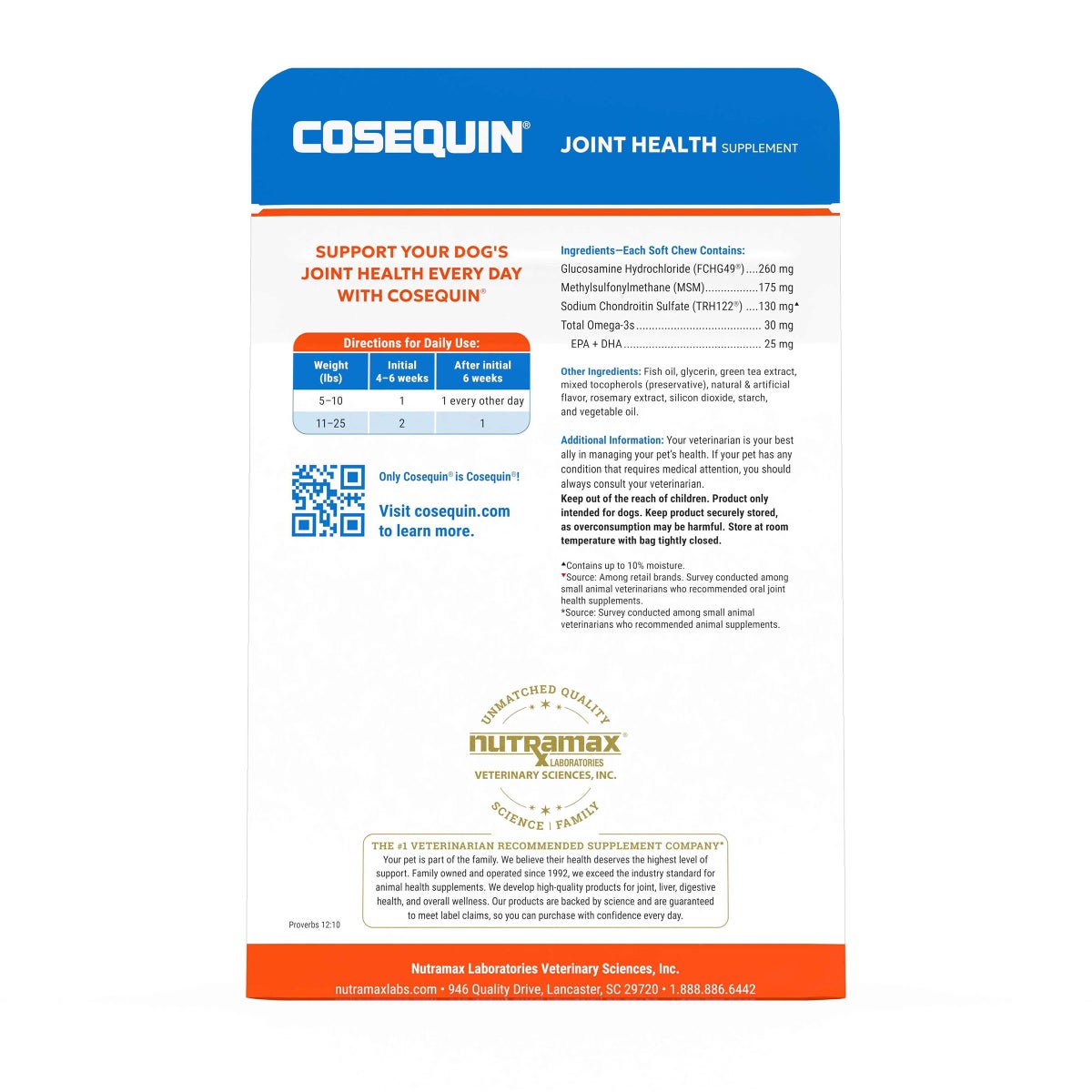 45-count pouch of Cosequin Minis soft chews for dogs