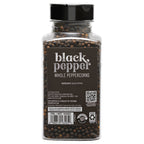 Whole black peppercorns for grinding fresh seasoning