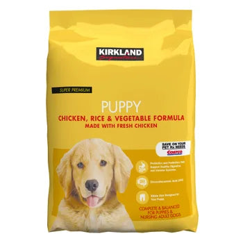Kirkland Signature puppy formula chicken rice and vegetable dog food 20 lb bag