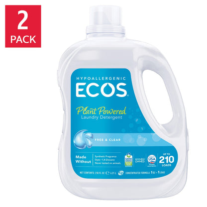 ECOS Free & Clear liquid laundry detergent 2-pack