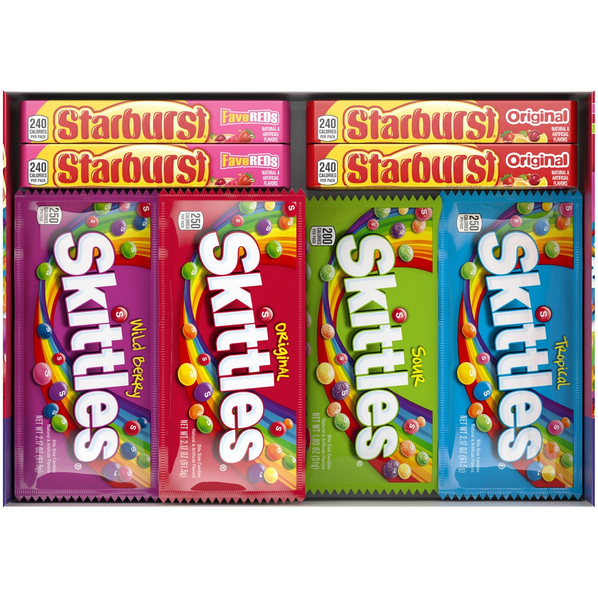 Skittles and Starburst chewy candy variety pack 30-count