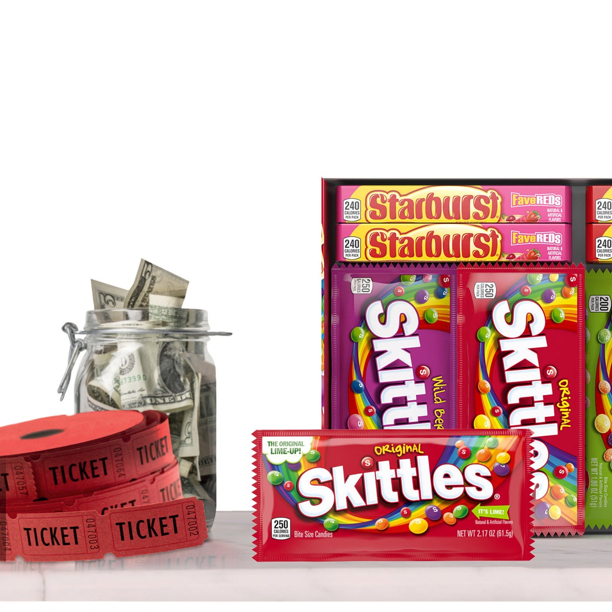Two-brand chewy candy variety pack for sharing