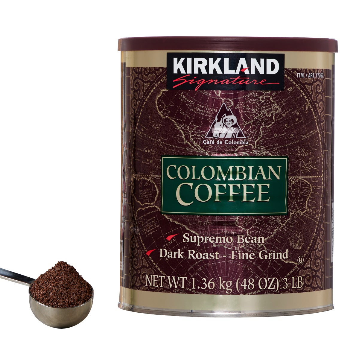 Kirkland Signature Colombian dark roast ground coffee bag