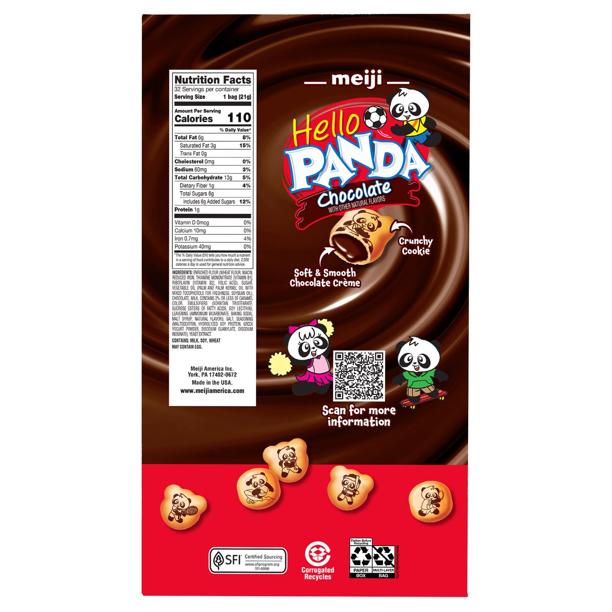 Individually sized Hello Panda chocolate snack cookies