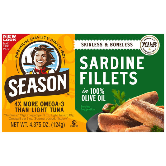 Season sardine fillets in olive oil 6-count pack