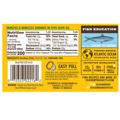 Pantry canned sardine fillets by Season Brand