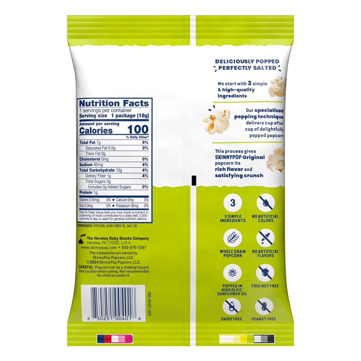 Gluten free Skinny Pop popcorn packaging