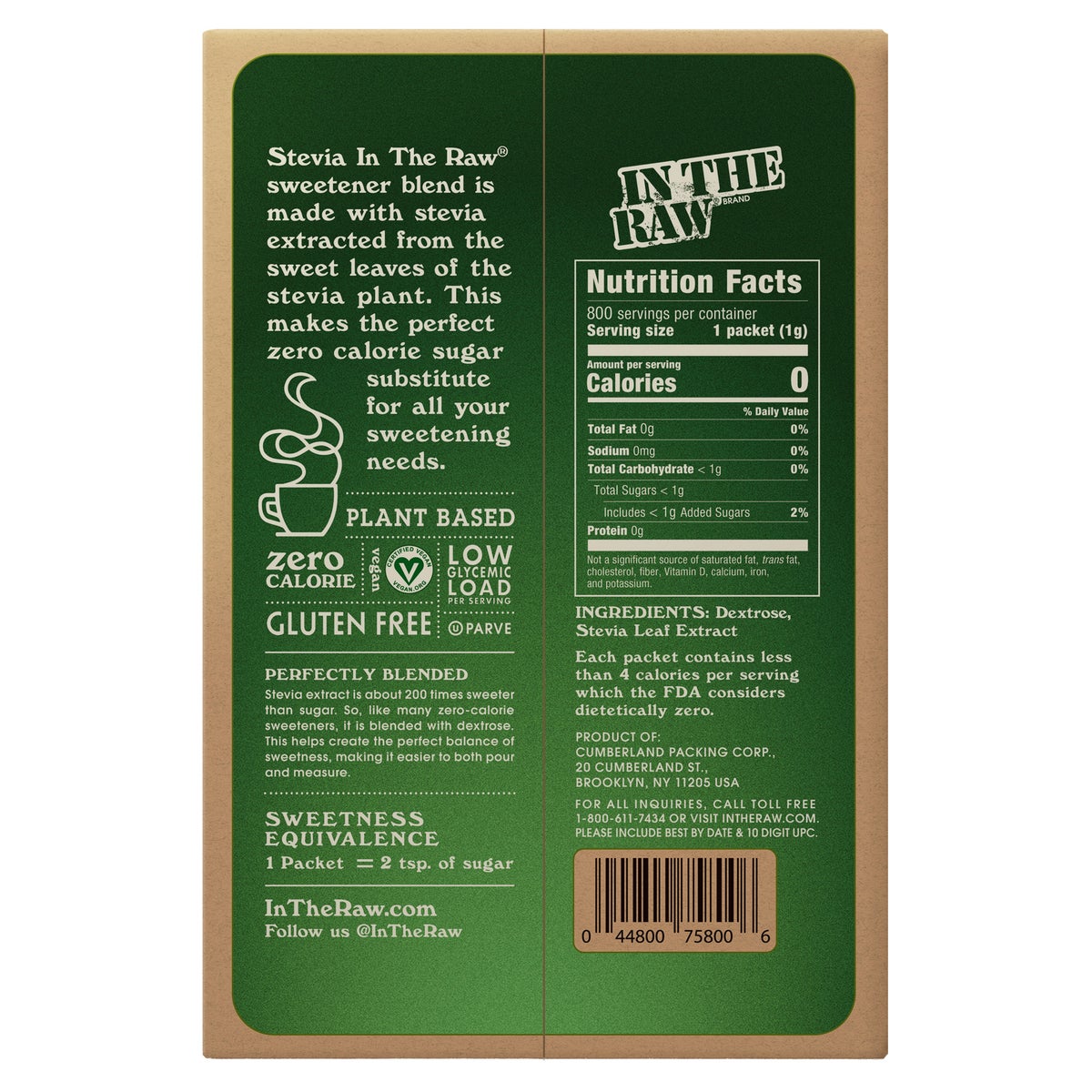 Stevia in the Raw 1 g sweetener packets for beverages