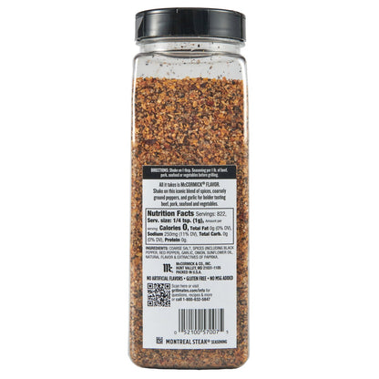 McCormick Montreal steak seasoning front label