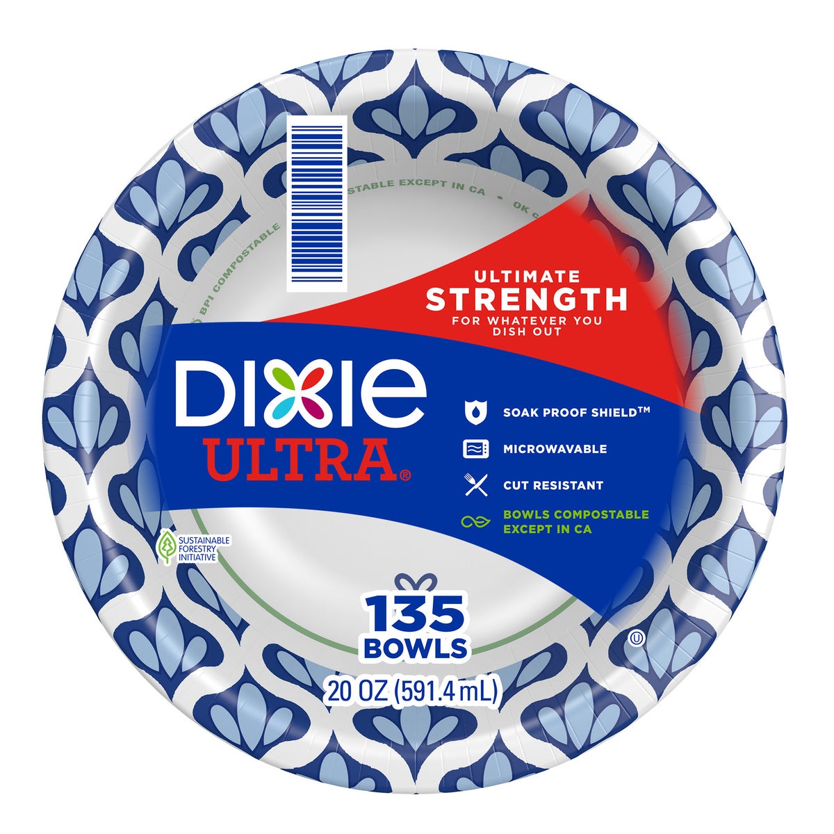 Microwaveable Dixie Ultra paper bowl close-up