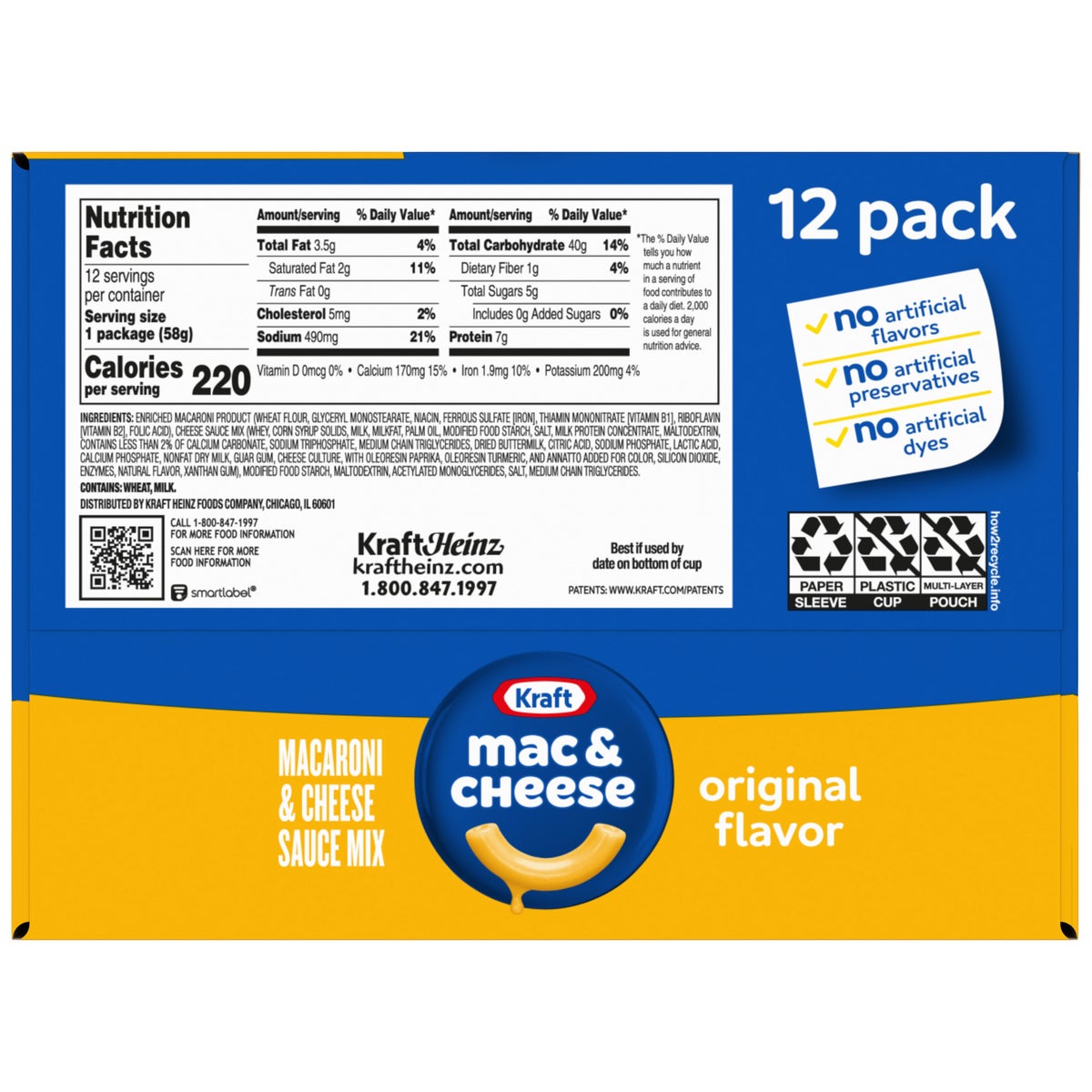 Kraft original macaroni and cheese pantry pack
