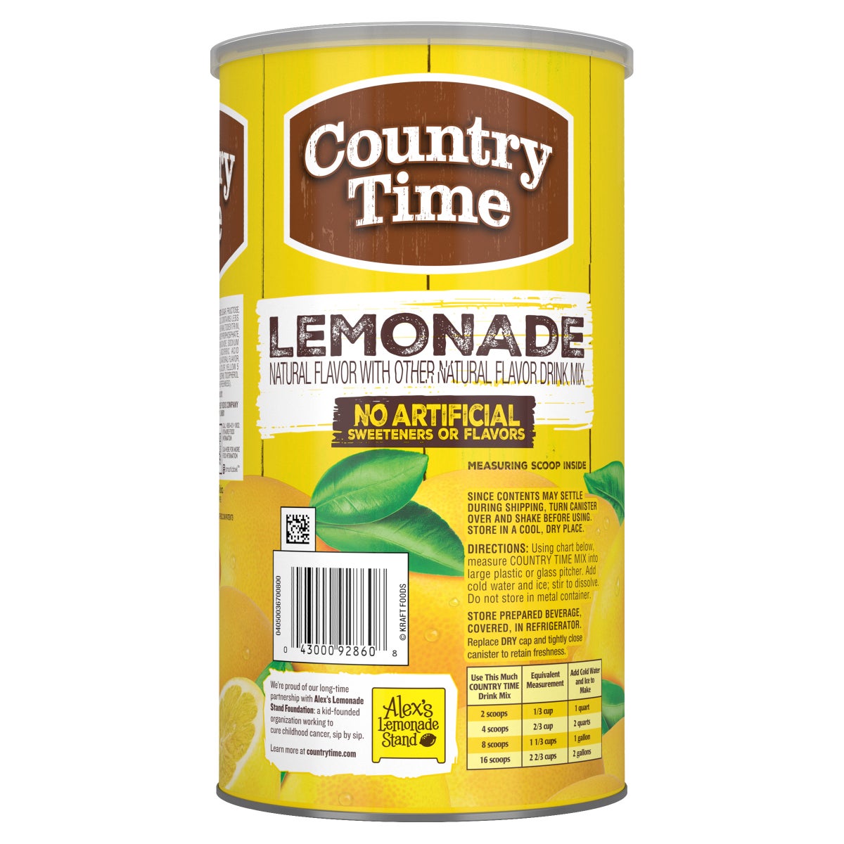 Country Time powdered lemonade mix container