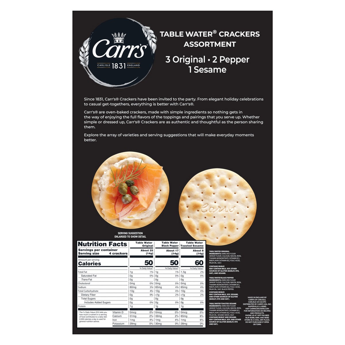 Carr's Original table water crackers in variety pack