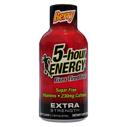 Berry flavored sugar free 5-hour Energy shot bottle