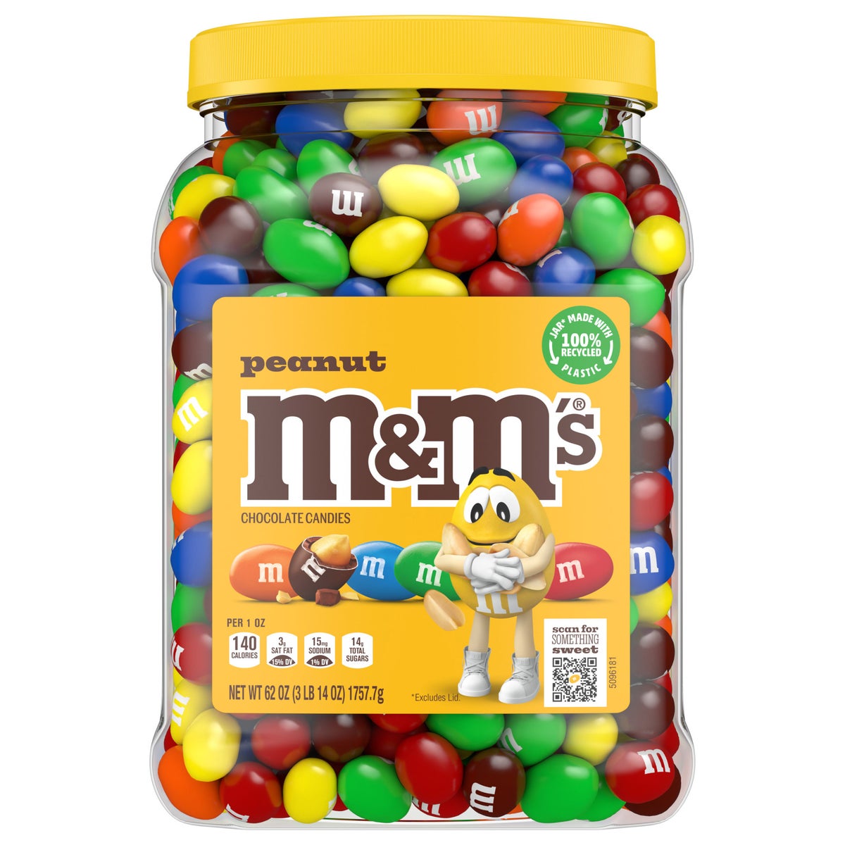 M&M's peanut chocolate candy 62 oz jar