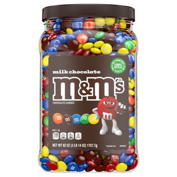 M&M's milk chocolate candy 62 oz resealable jar