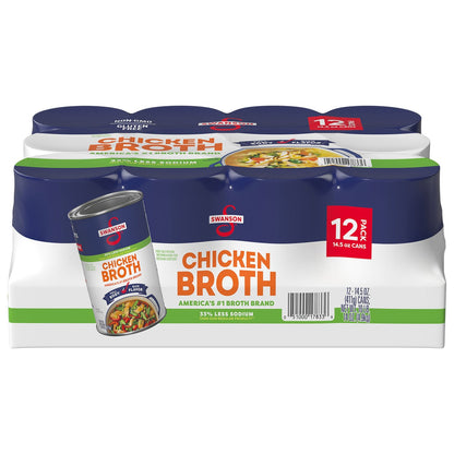 Swanson chicken broth 33% less sodium 12-pack