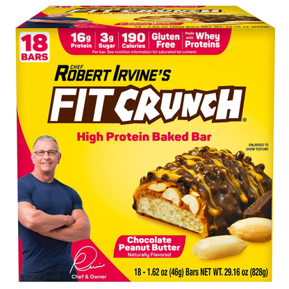 Fit Crunch chocolate peanut butter protein bars 18-count box