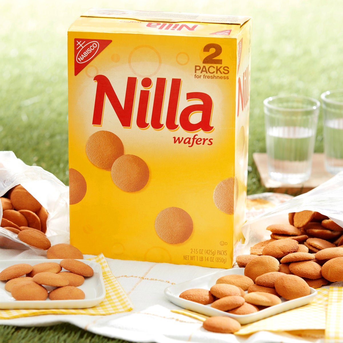 Light vanilla wafer cookies close-up packaging
