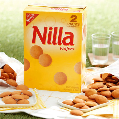 Light vanilla wafer cookies close-up packaging