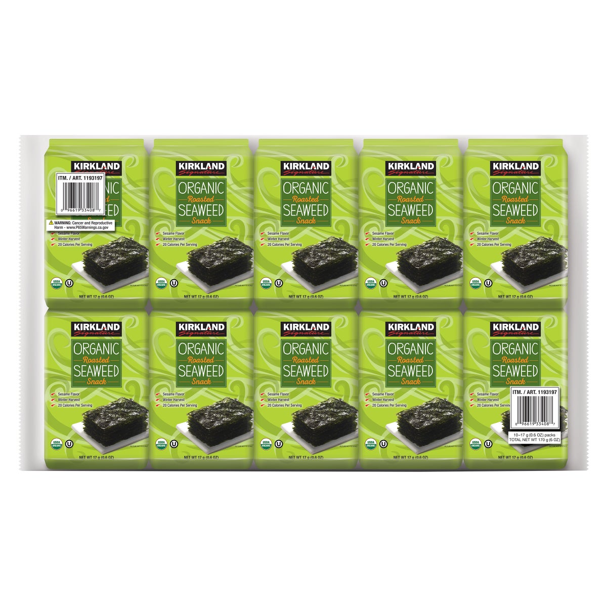 Organic roasted seaweed 10-count value pack
