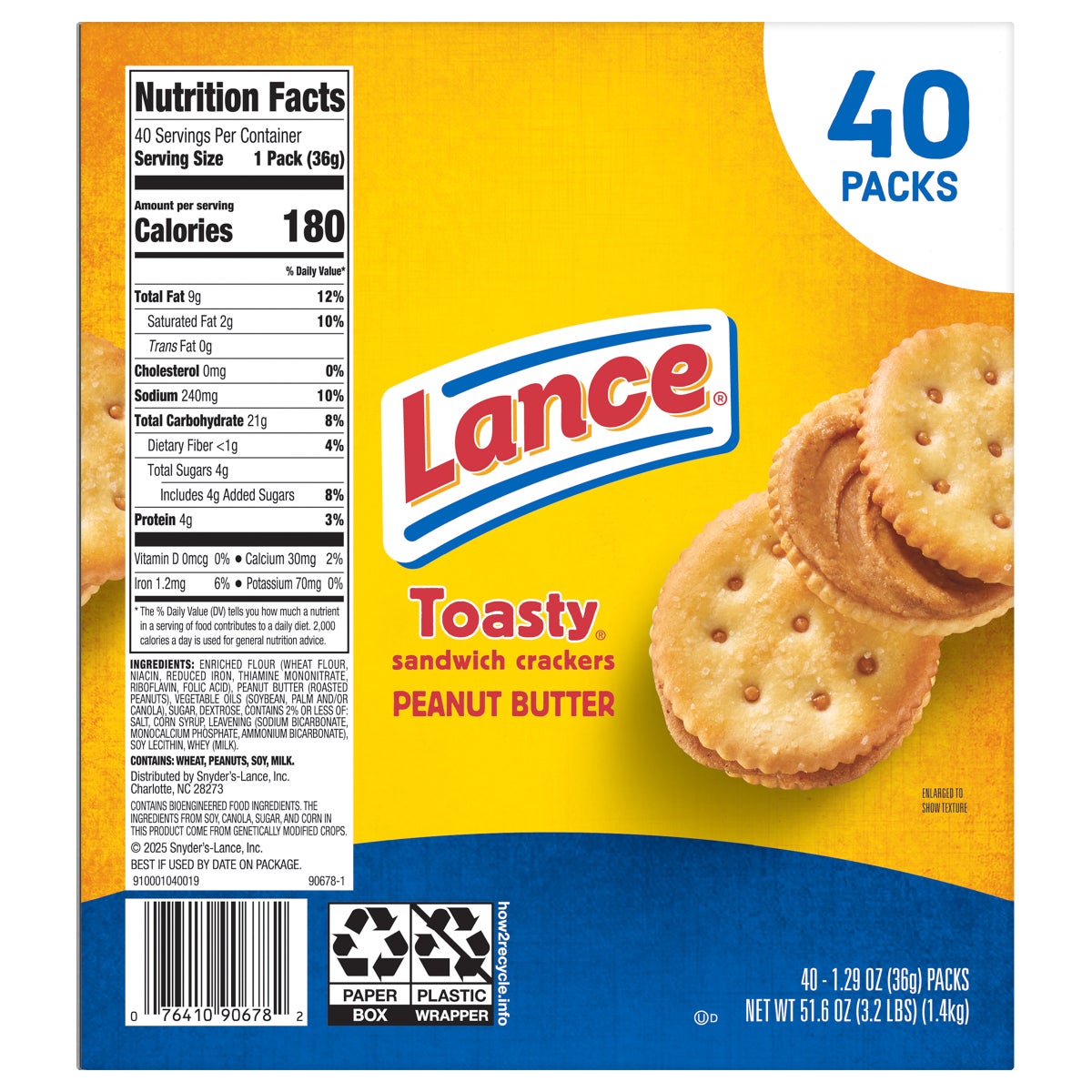Individual Lance Toasty cracker sandwich snack packs