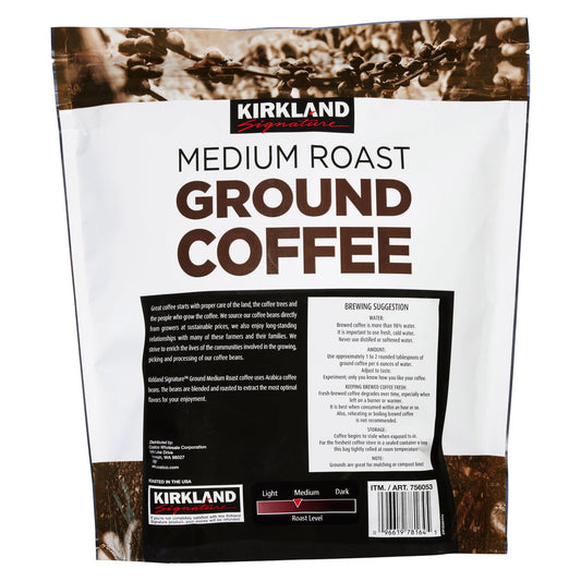 Ground medium roast coffee by Kirkland Signature
