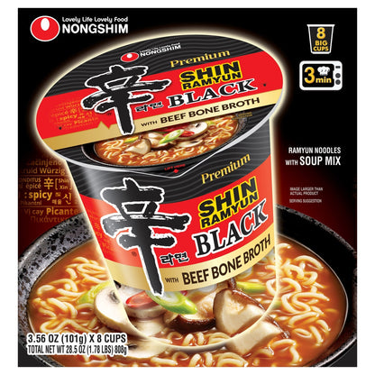 Nongshim Shin Black spicy noodle soup cups 8-count