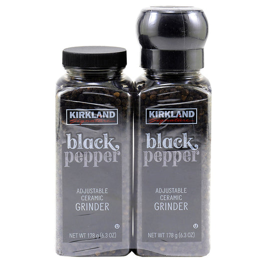 Kirkland Signature black pepper with grinder 2-count