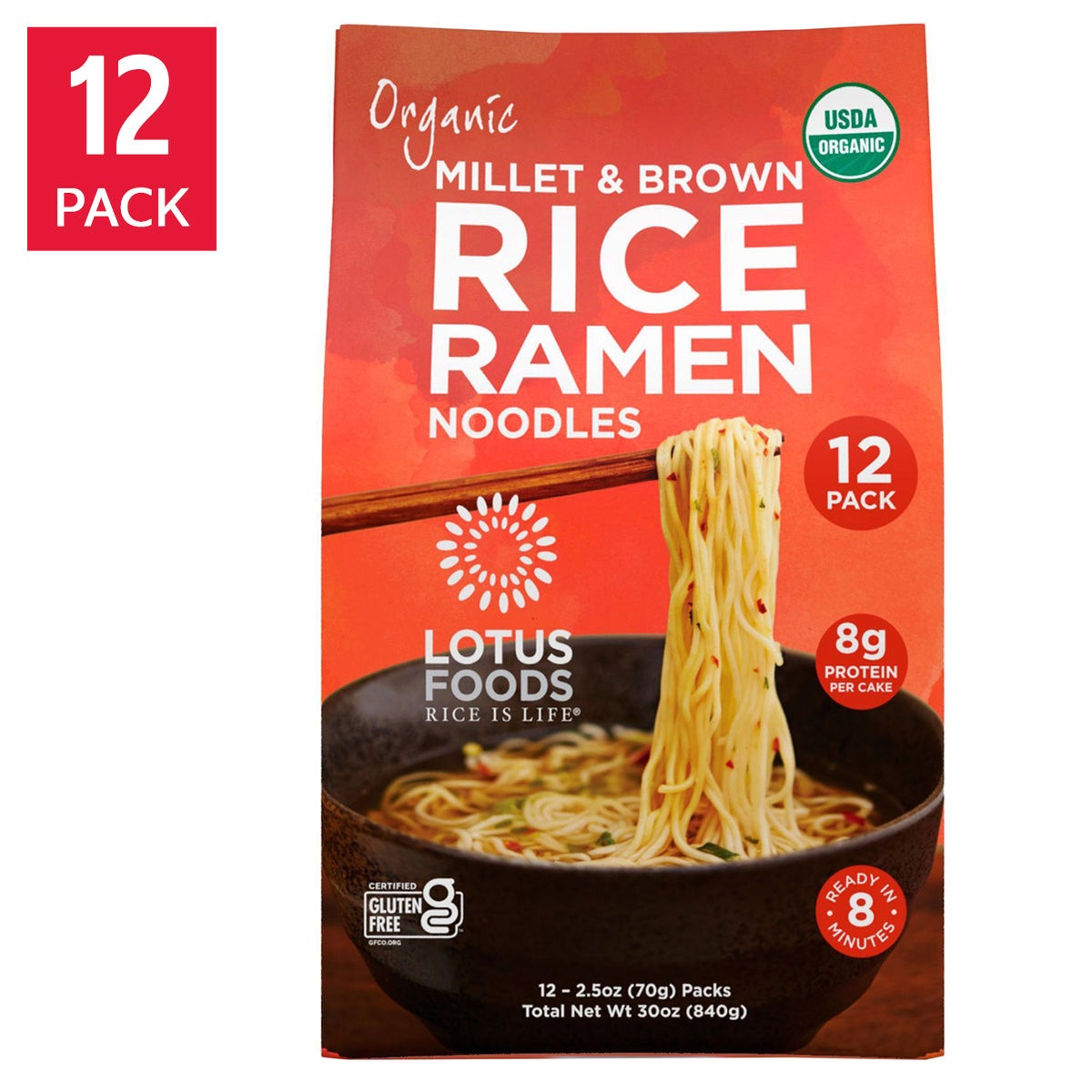 Lotus organic millet and brown rice ramen 12-count box