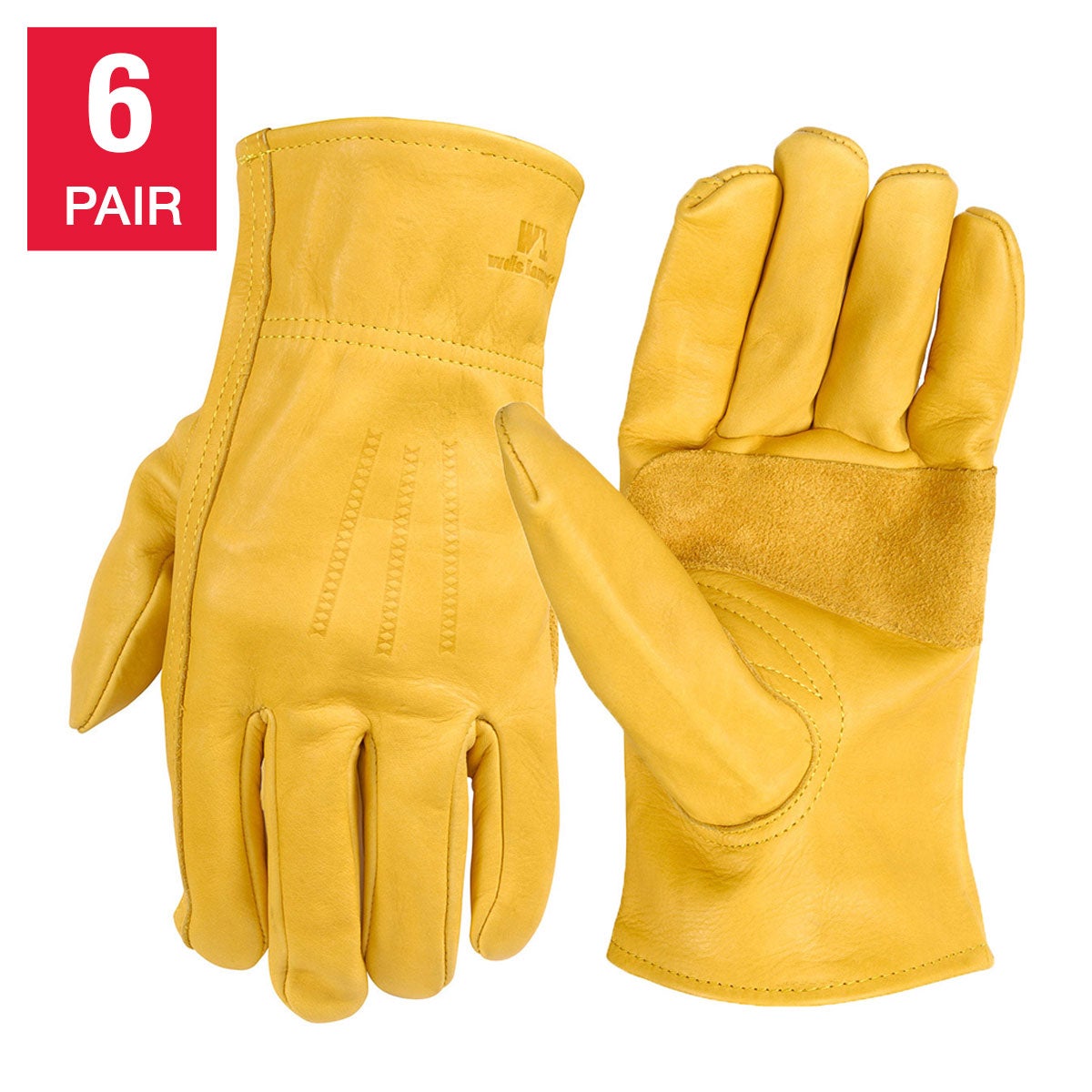 Wells Lamont men's leather work gloves 6-pair pack
