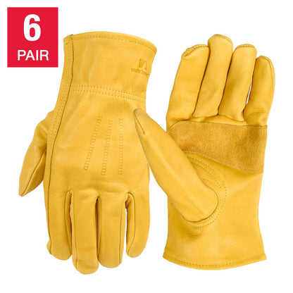 Wells Lamont men's leather work gloves 6-pair pack