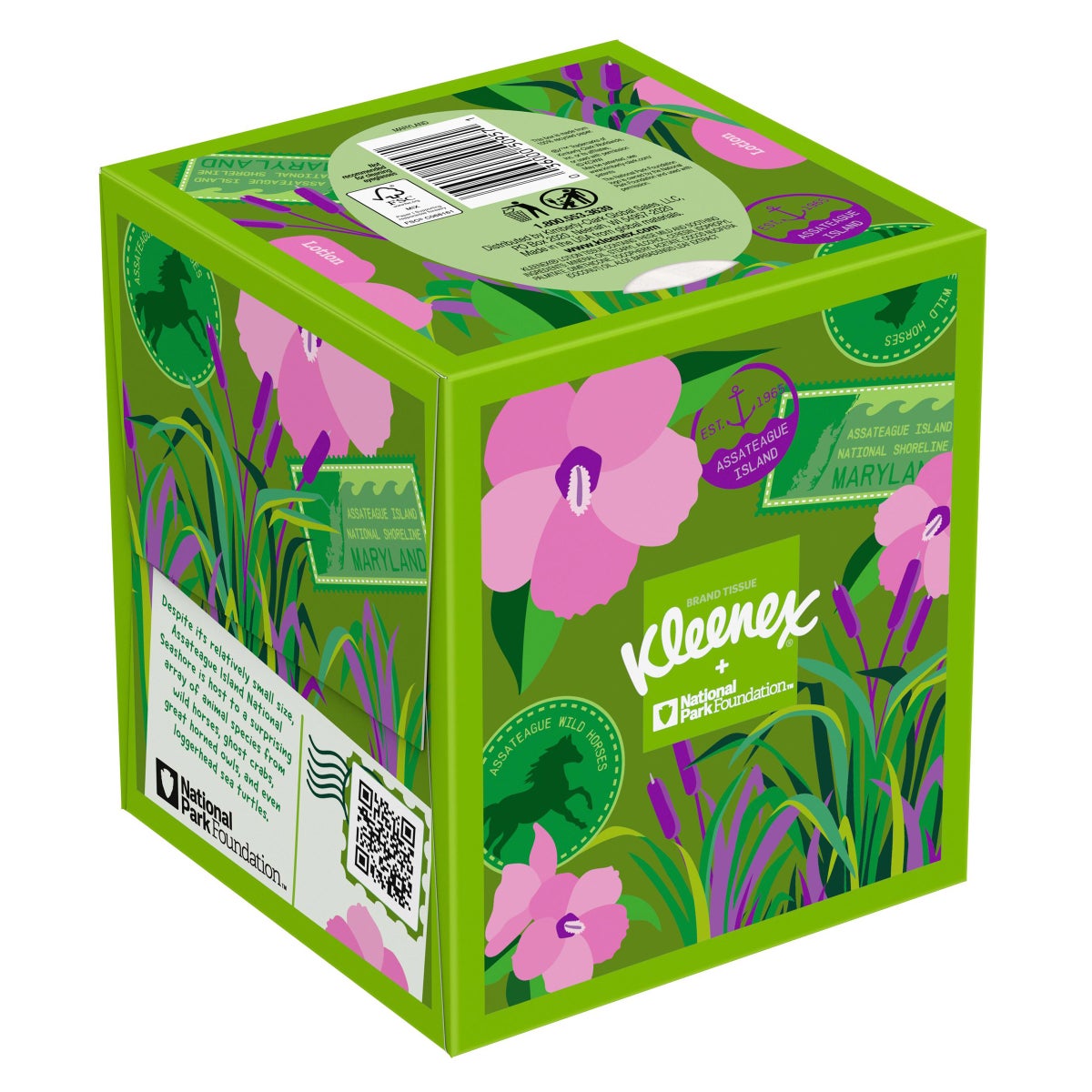 Kleenex upright facial tissue box side view