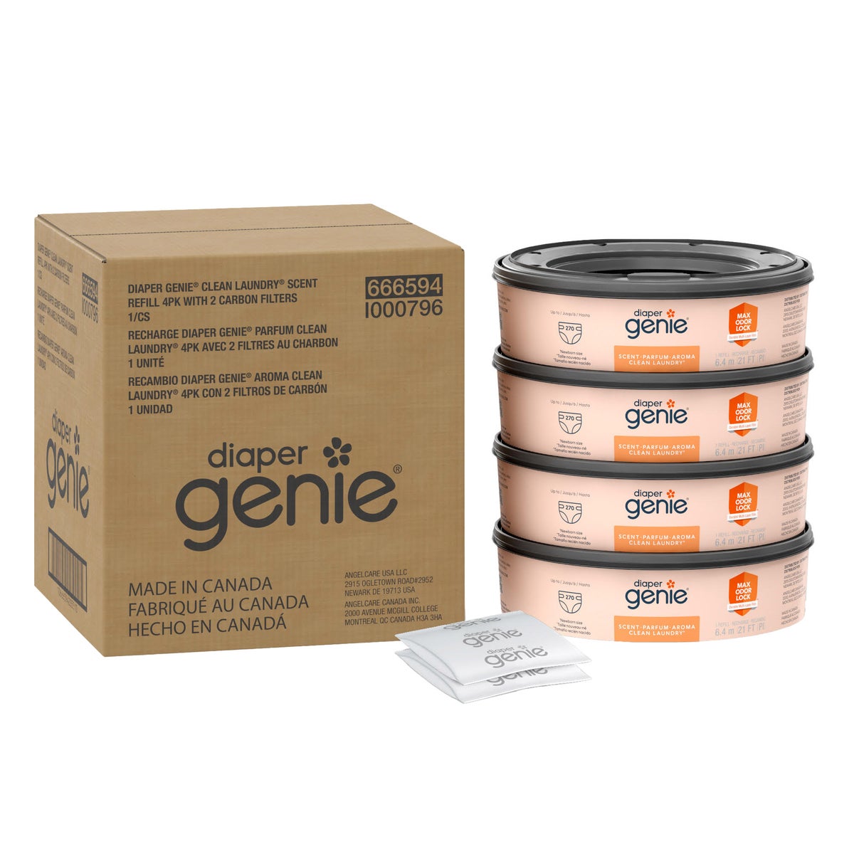 Angelcare diaper pail round refill 4-pack