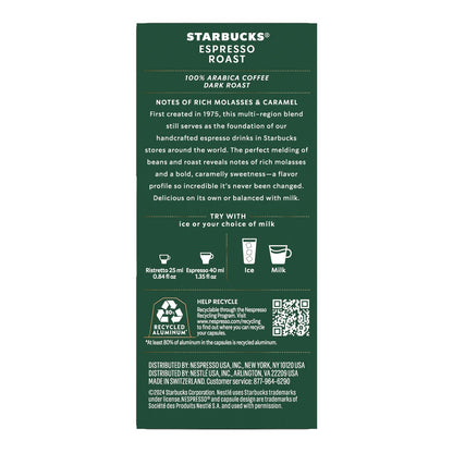Dark roast Starbucks espresso capsules for Nespresso Original Line