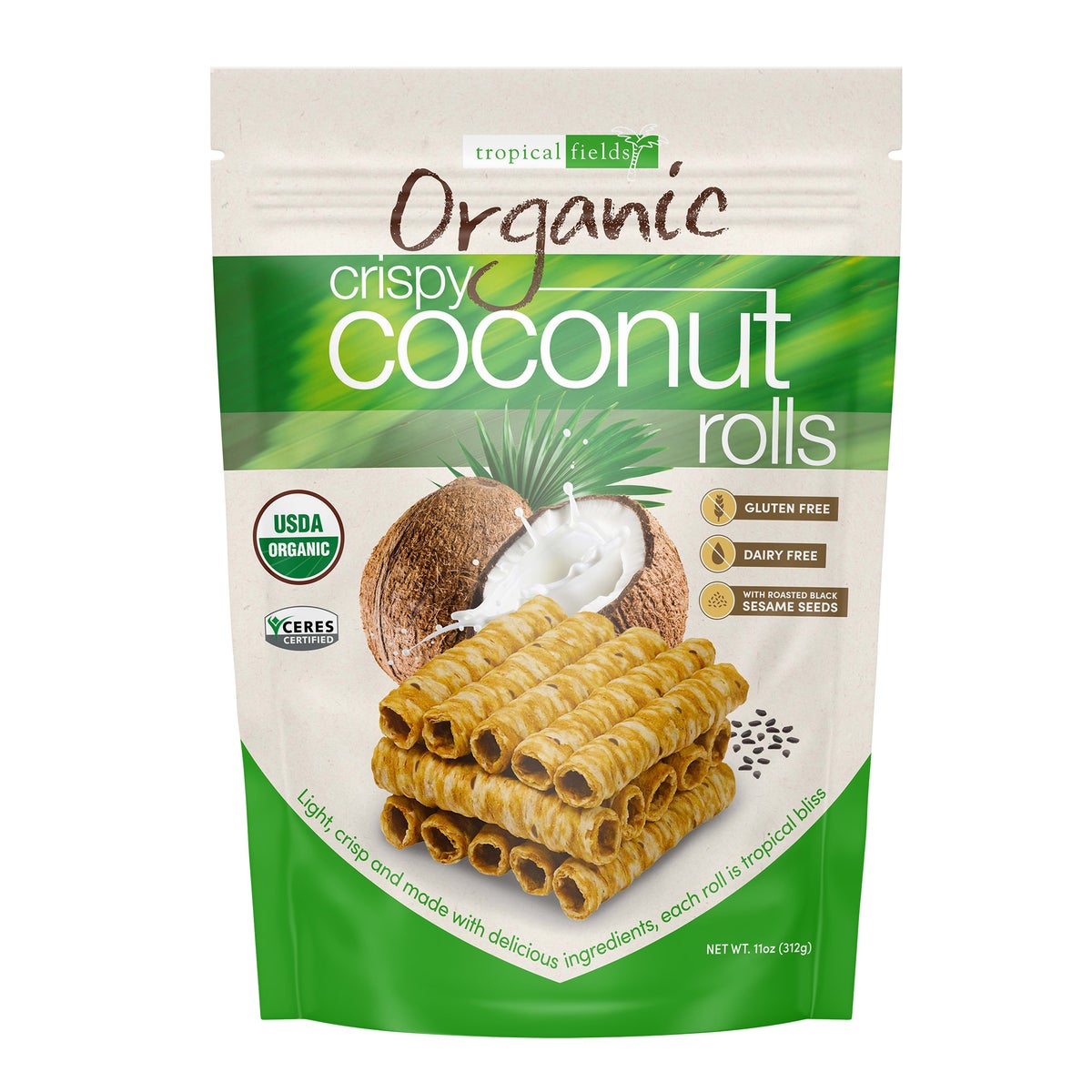 Tropical Fields organic coconut rolls 11 oz package