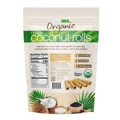 Organic coconut rolls with roasted black sesame seeds