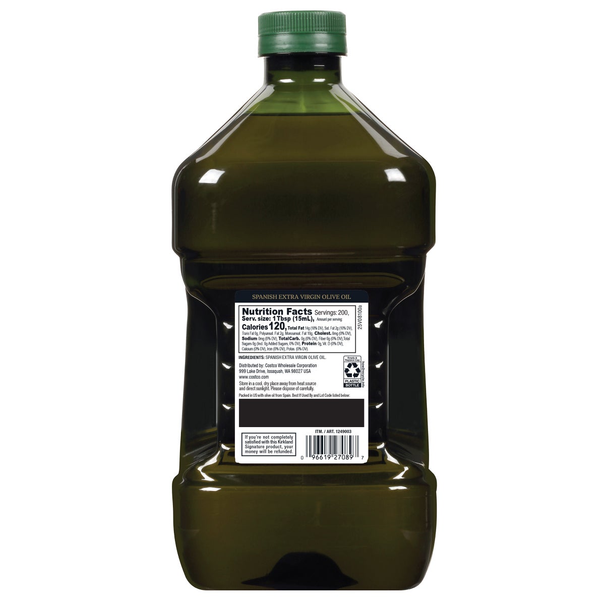 Kirkland Signature cold extracted olive oil bottle
