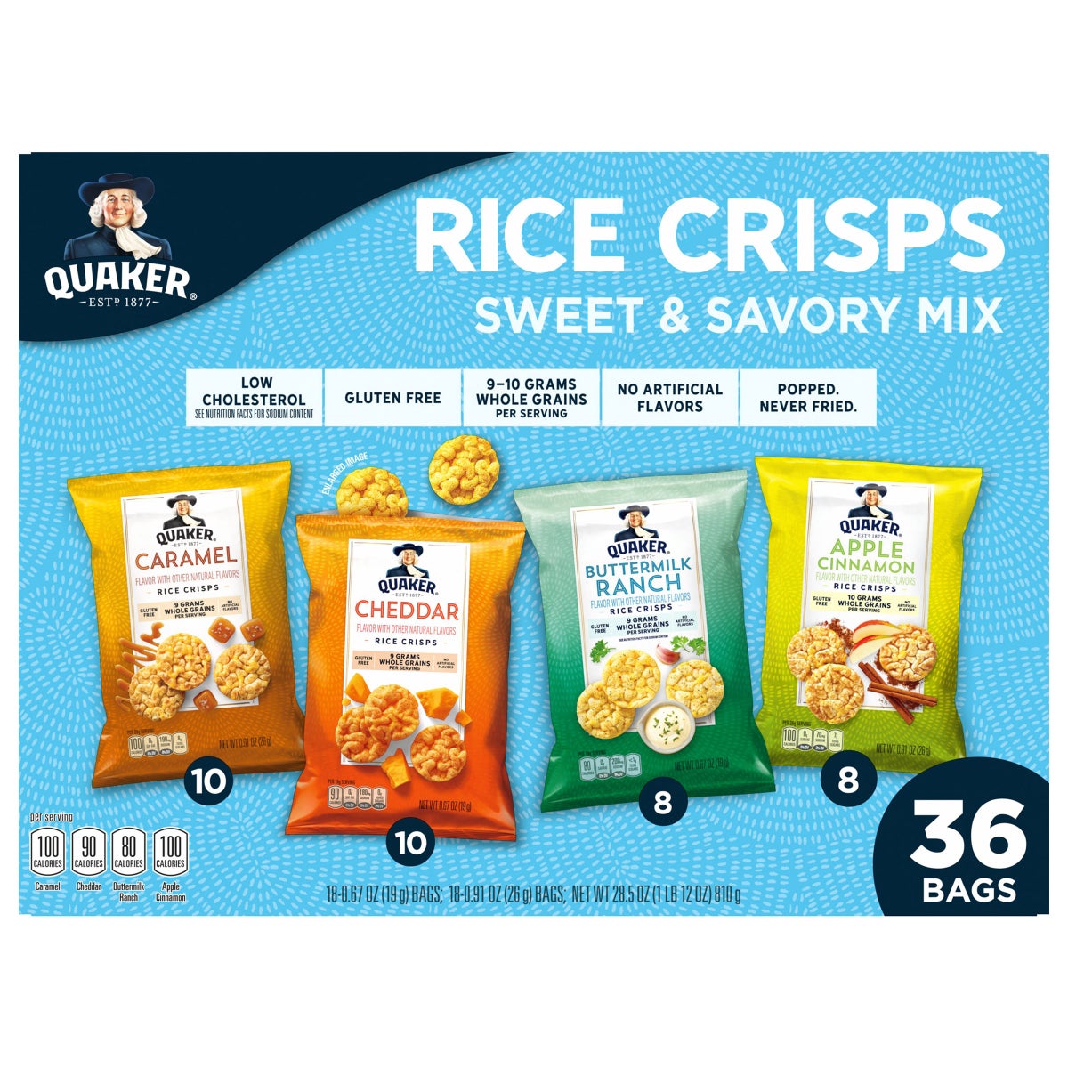 Quaker Rice Crisps gluten free snack packaging