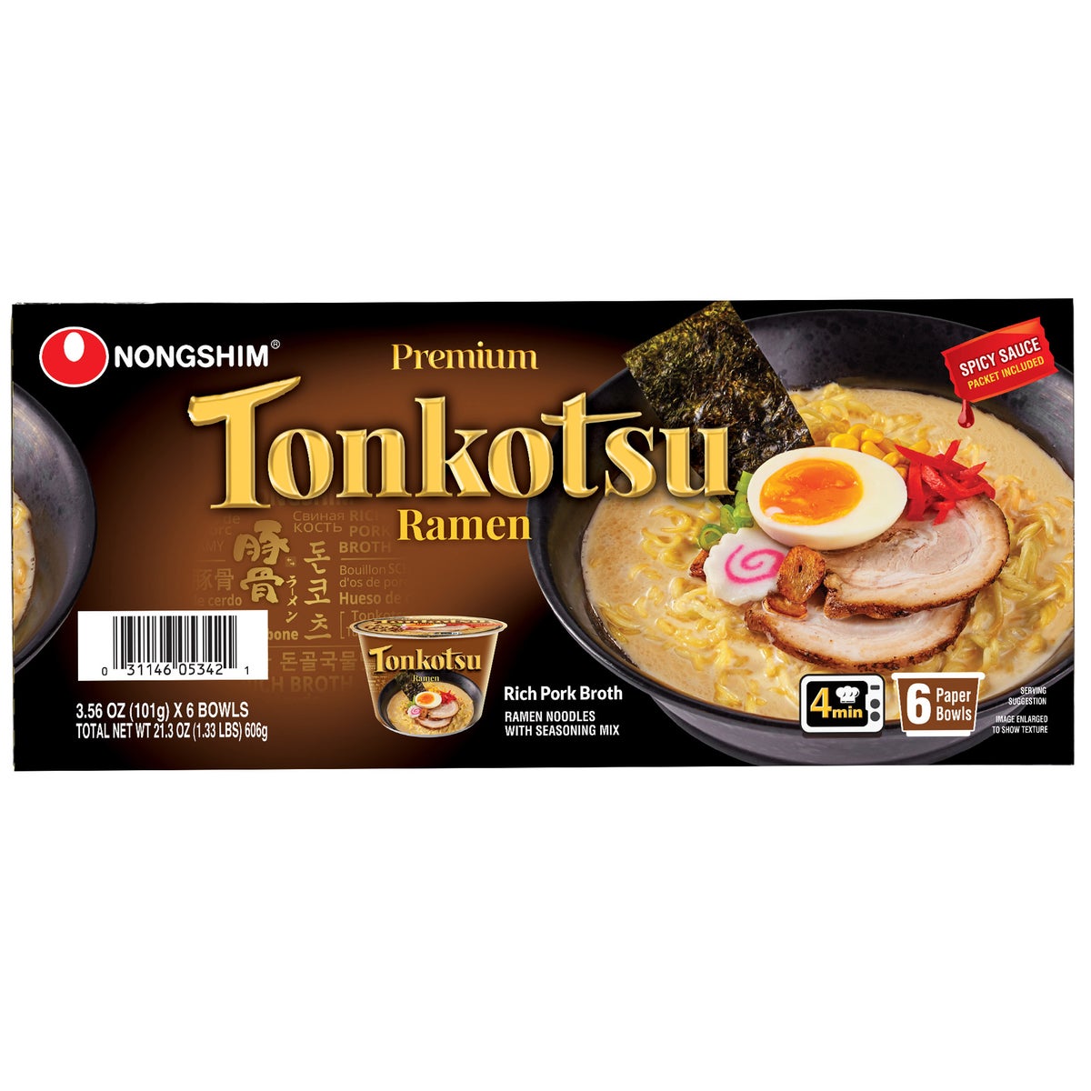 Nongshim tonkotsu ramen bowl 6-count pack