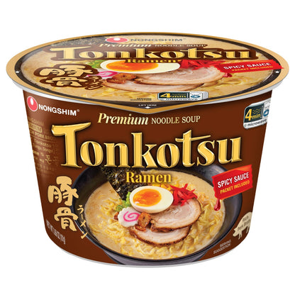 Microwave-ready Nongshim tonkotsu noodle soup bowls