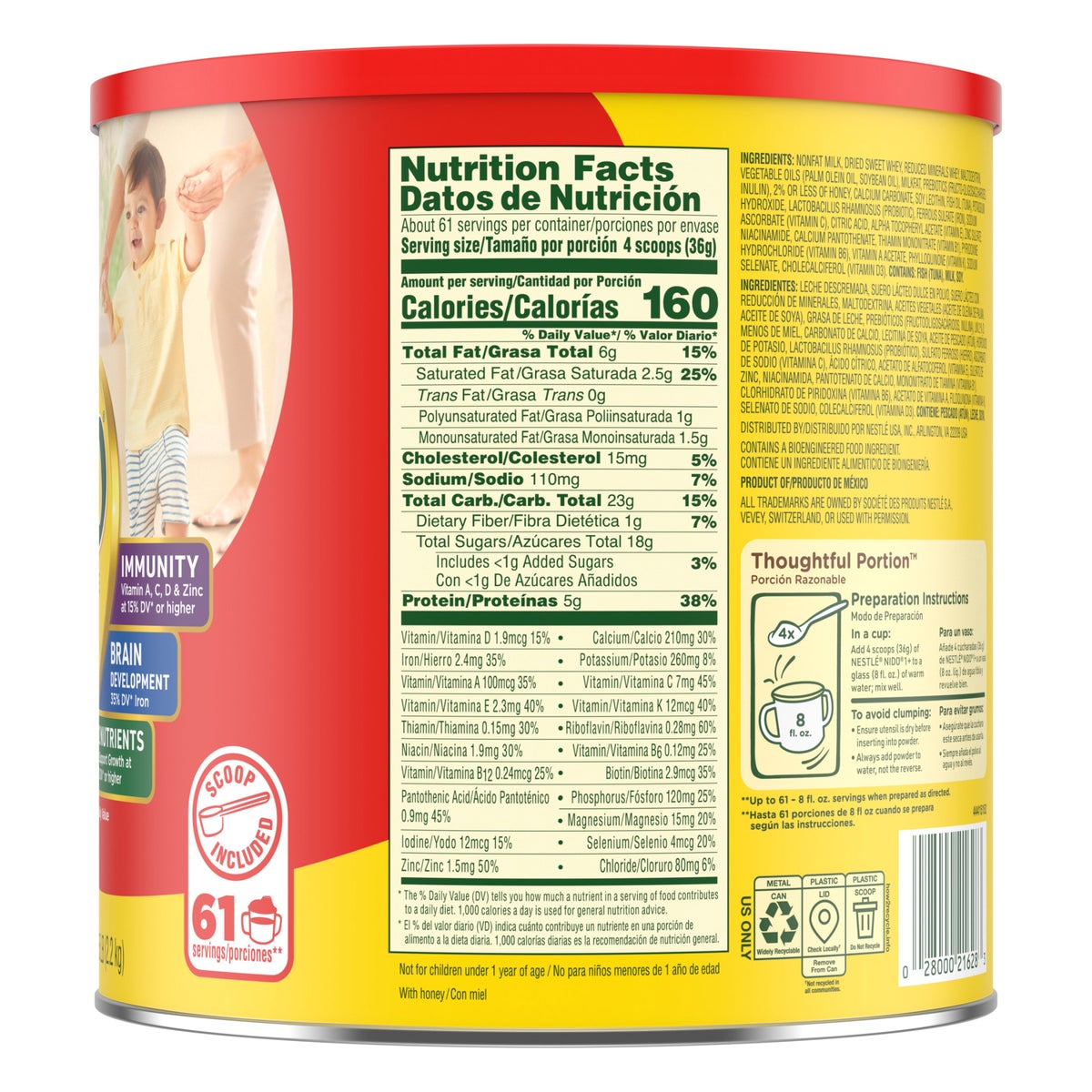 Nestlé — Nestle Nido Kinder 1+ Toddler Powdered Milk, 77.6 oz