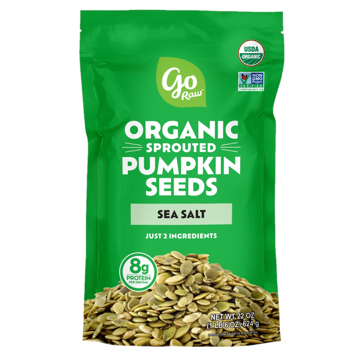 Go Raw sprouted organic pumpkin seeds with sea salt 22 oz bag