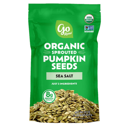 Go Raw sprouted organic pumpkin seeds with sea salt 22 oz bag