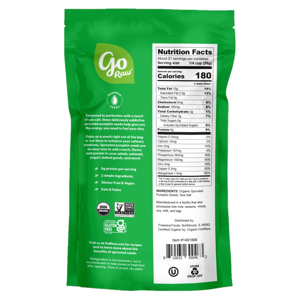 Organic pumpkin seeds with sea salt in value-size package