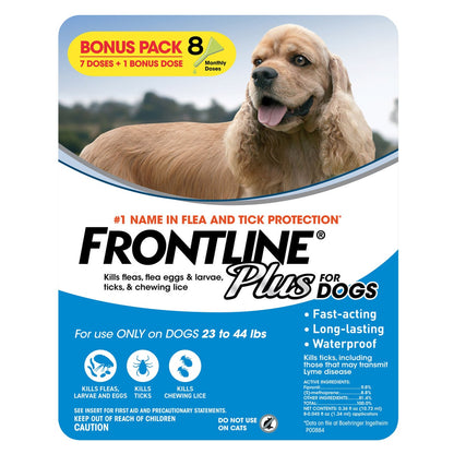 Frontline Plus flea and tick treatment for 23-44 lb dogs