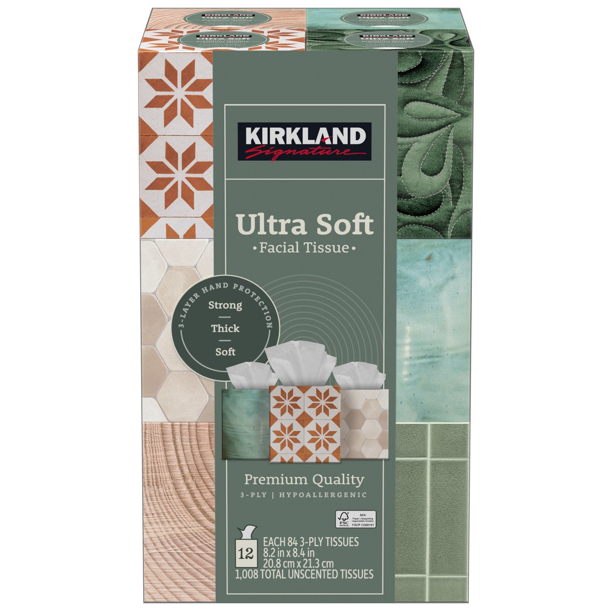 Kirkland Signature 3-ply facial tissue 12-pack